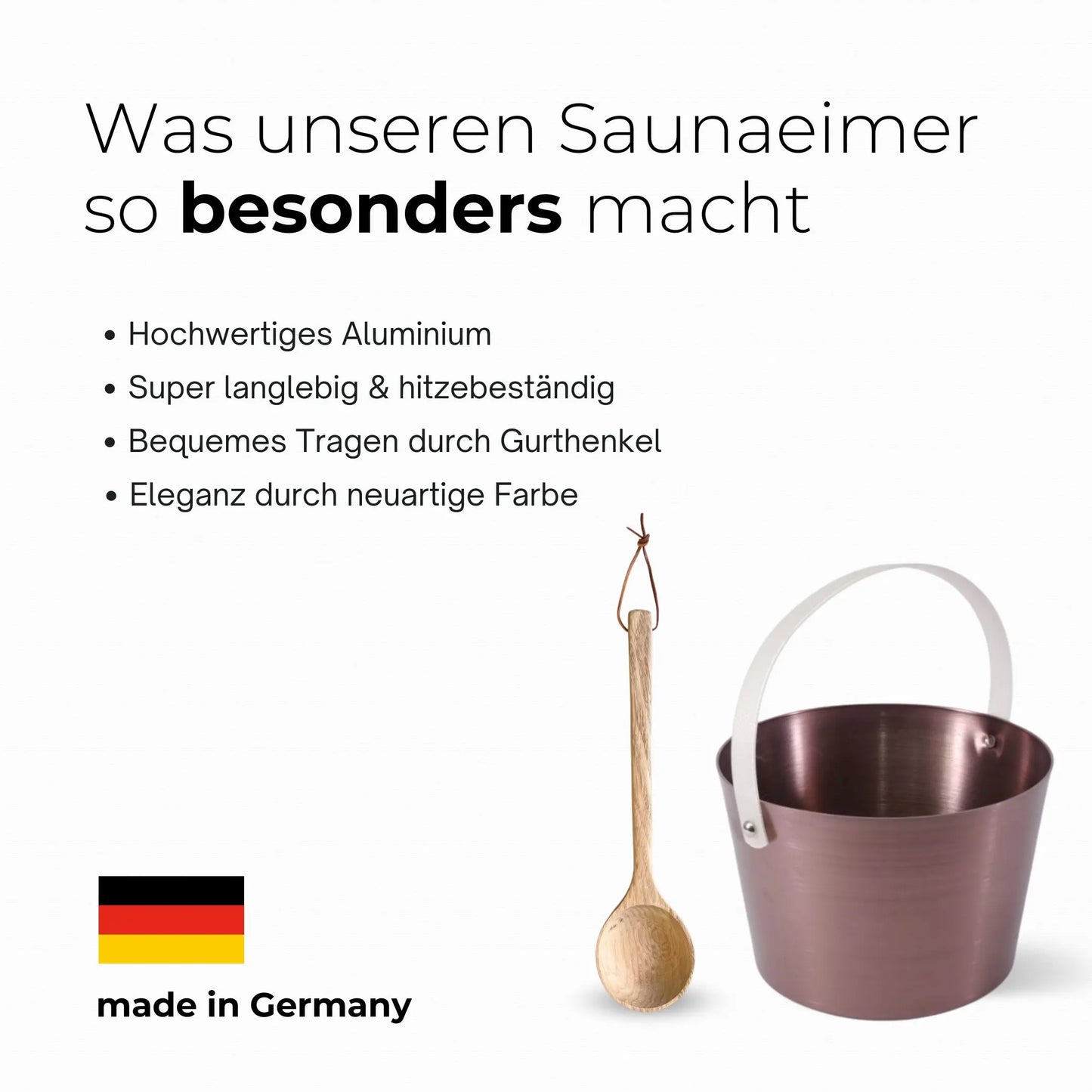 Design-Saunaeimer Set mit Tragegurt lilabraun und Aufgusskelle - Wellow Sauna