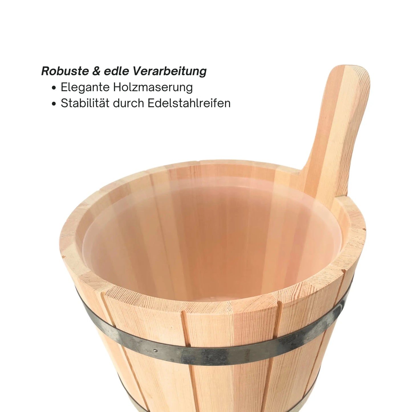 Saunaeimer/Saunakübel Set aus Nadelholz mit Aufgusskelle - Wellow Sauna
