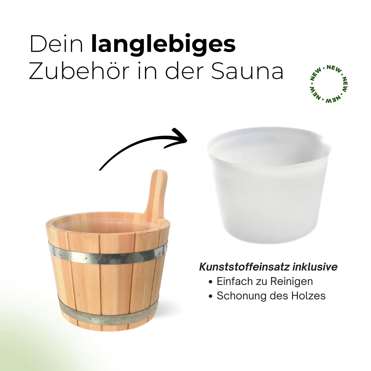 Saunaeimer/Saunakübel Set aus Nadelholz mit Aufgusskelle - Wellow Sauna