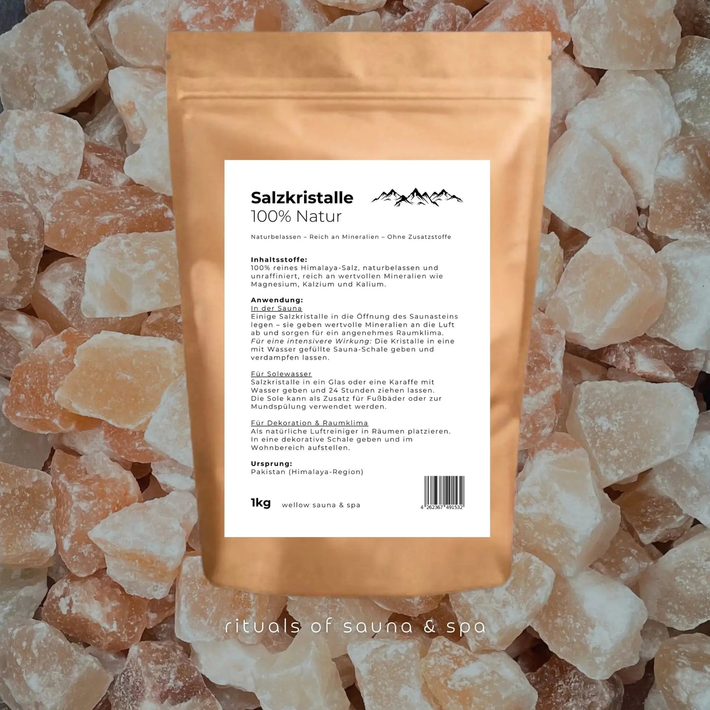 Himalaya-Salzkristalle Brocken 2-5cm - 1 kg - Wellow Sauna