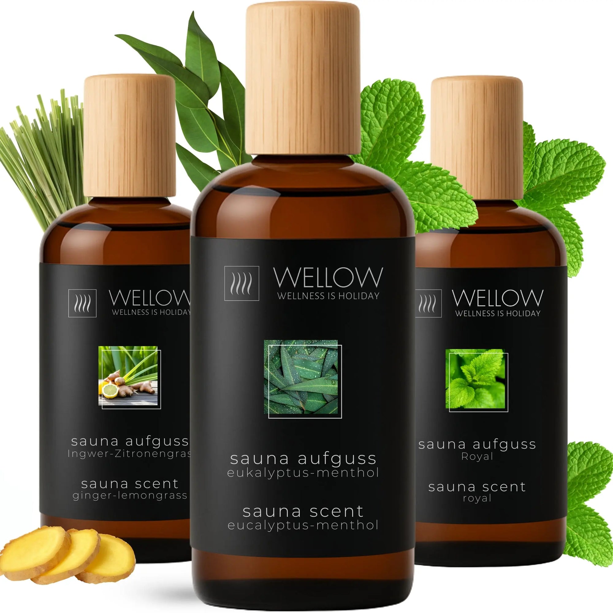 3er Sauna Aufguss Set - Frisch & Krautig - Wellow Sauna