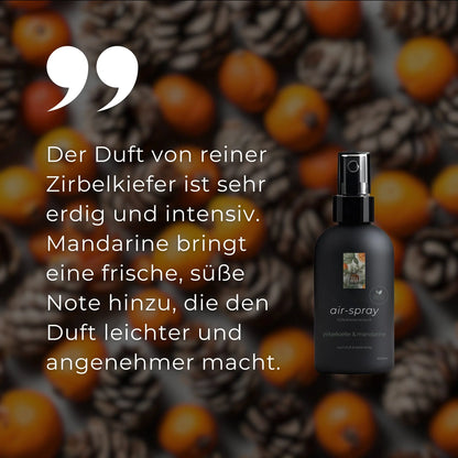 Bio-Aromaspray für Raum & Kissen - Zirbelkiefer-Mandarine - Wellow Sauna