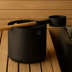Design-Saunaeimer Set Aluminium schwarz mit Saunakelle - Wellow Sauna
