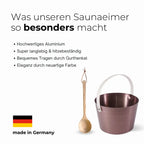 Design-Saunaeimer Set mit Tragegurt lilabraun und Aufgusskelle - Wellow Sauna