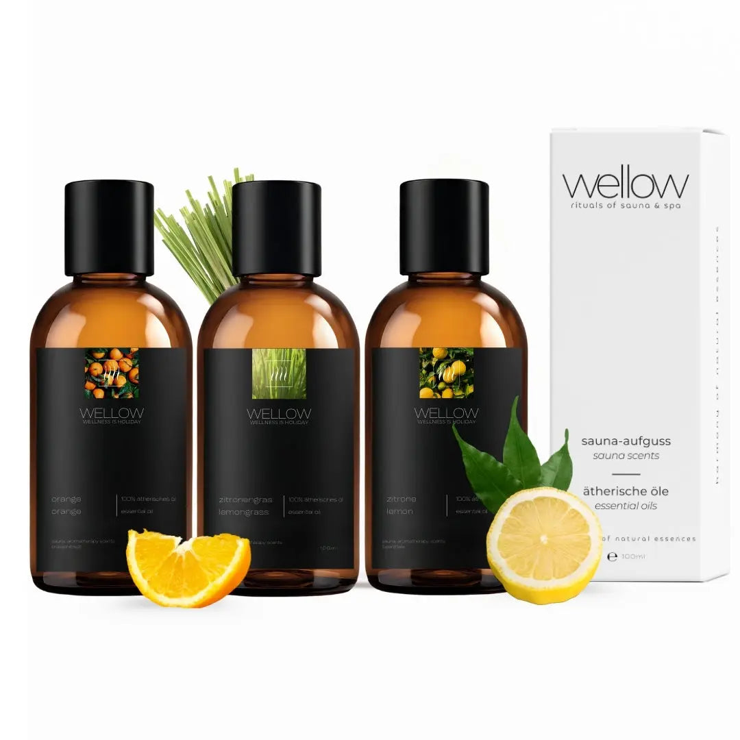 Fresh Energy Ätherisches Öl-Set (Zitrone, Orange, Zitronengras) - Wellow Sauna