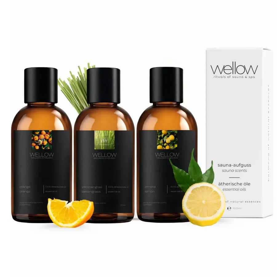 Fresh Energy Ätherisches Öl-Set (Zitrone, Orange, Zitronengras) - Wellow Sauna