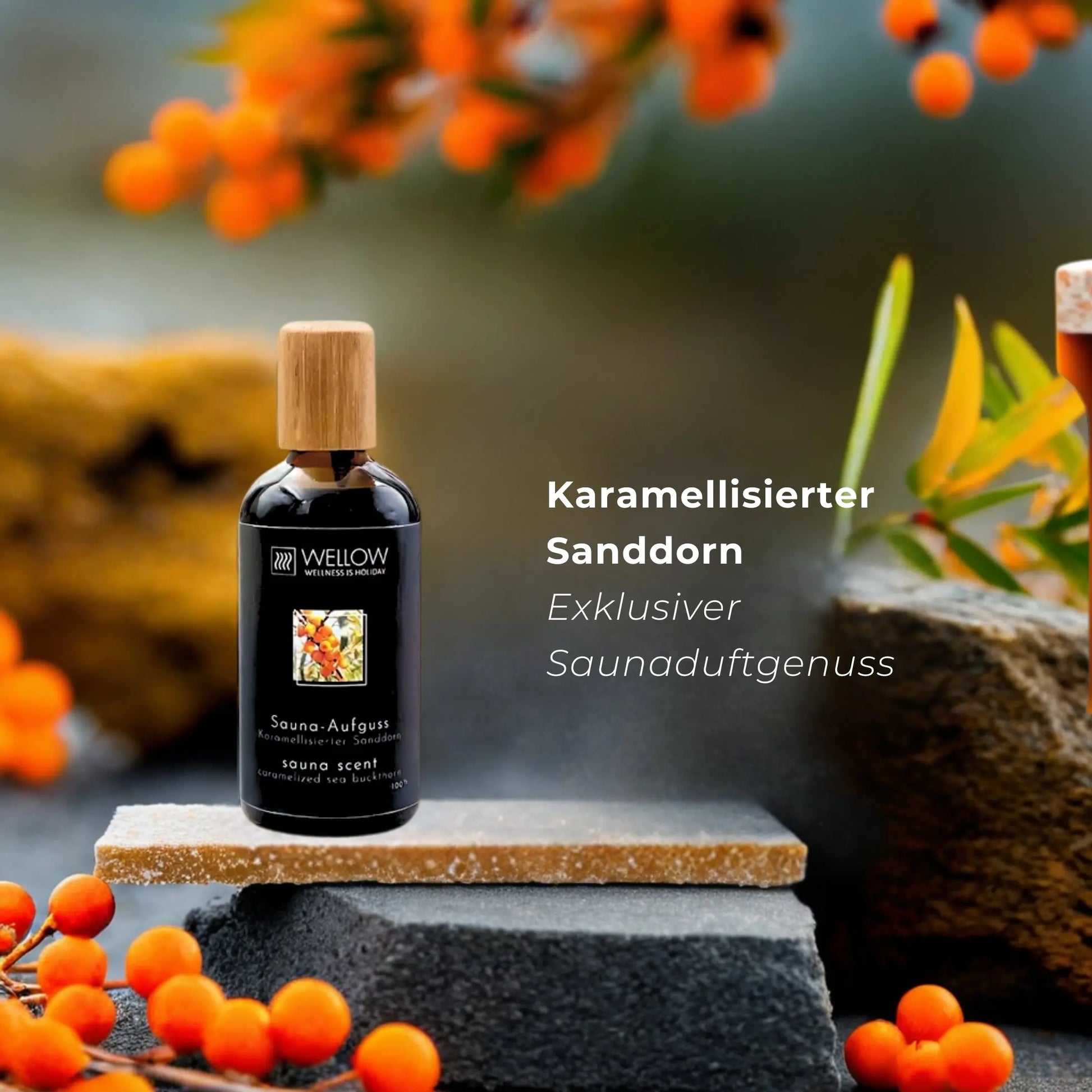 Sauna-Aufguss Karamellisierter Sanddorn 100ml - Wellow Sauna