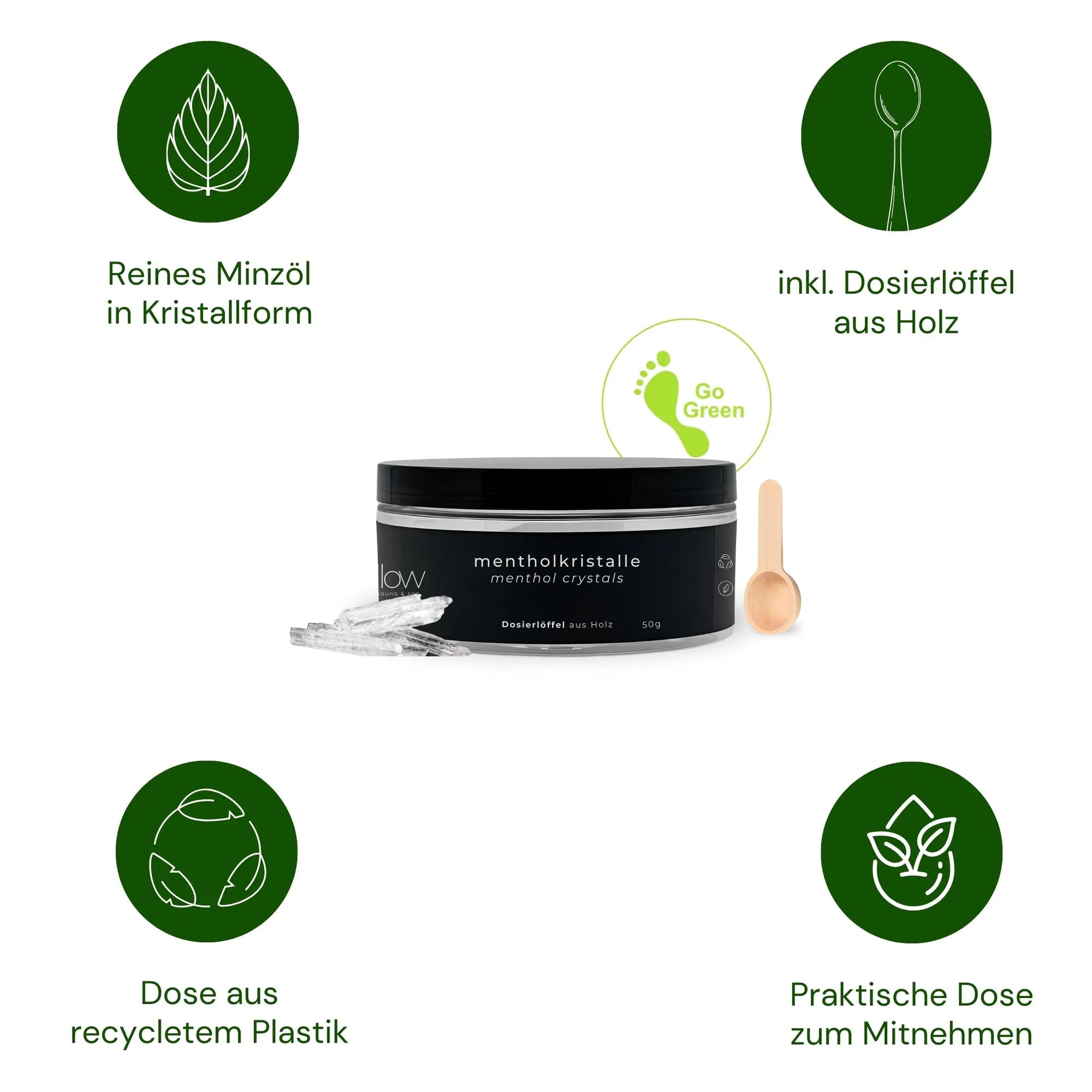 Sauna Mentholkristalle 50g (nachfüllbar & nachhaltig) - Wellow Sauna