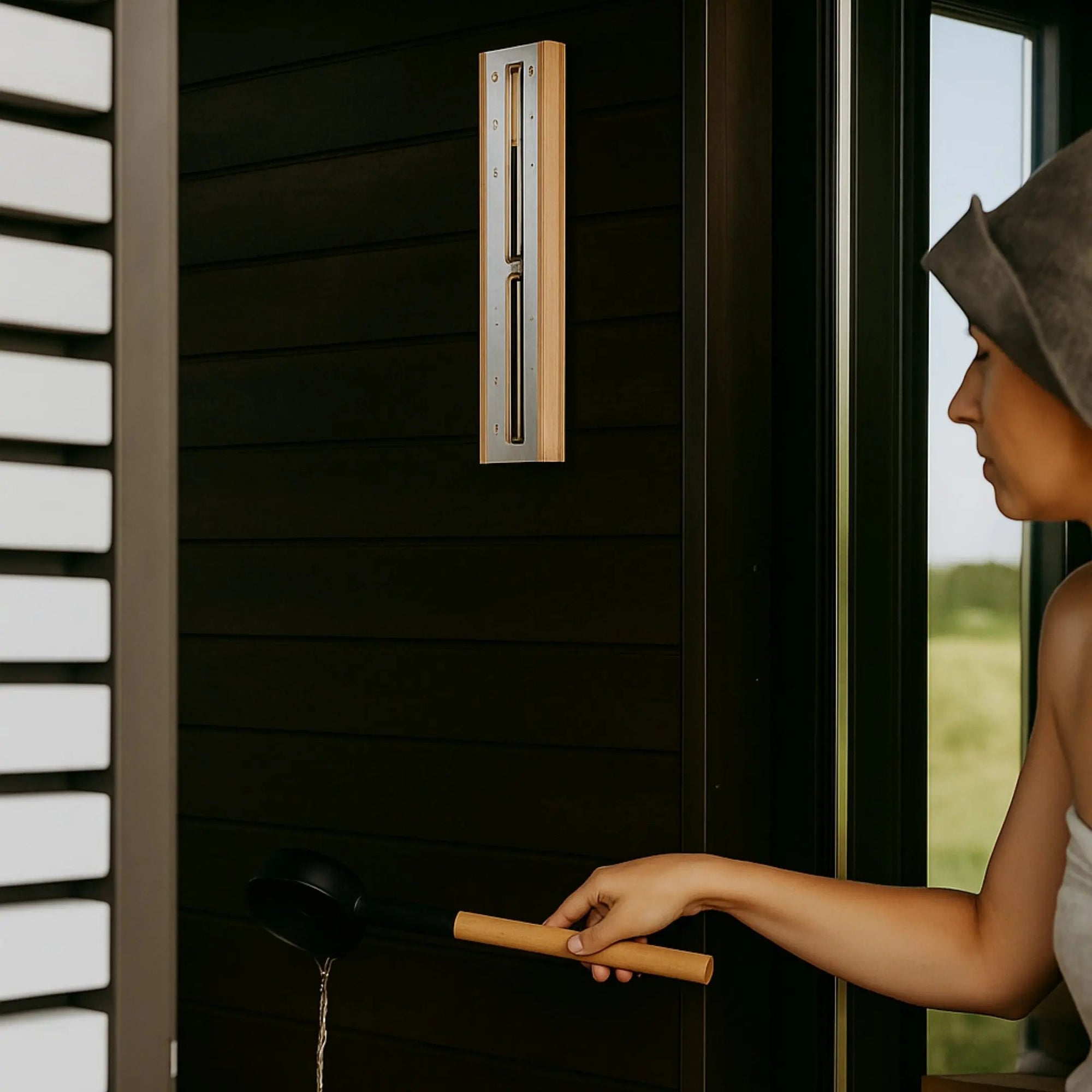 Sauna-Sanduhr Zedernholz schwarzer Sand 15min - Wellow Sauna