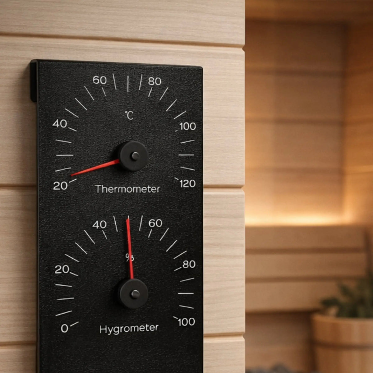 Sauna-Thermo-Hygrometer aus schwarzem Aluminium - Wellow Sauna