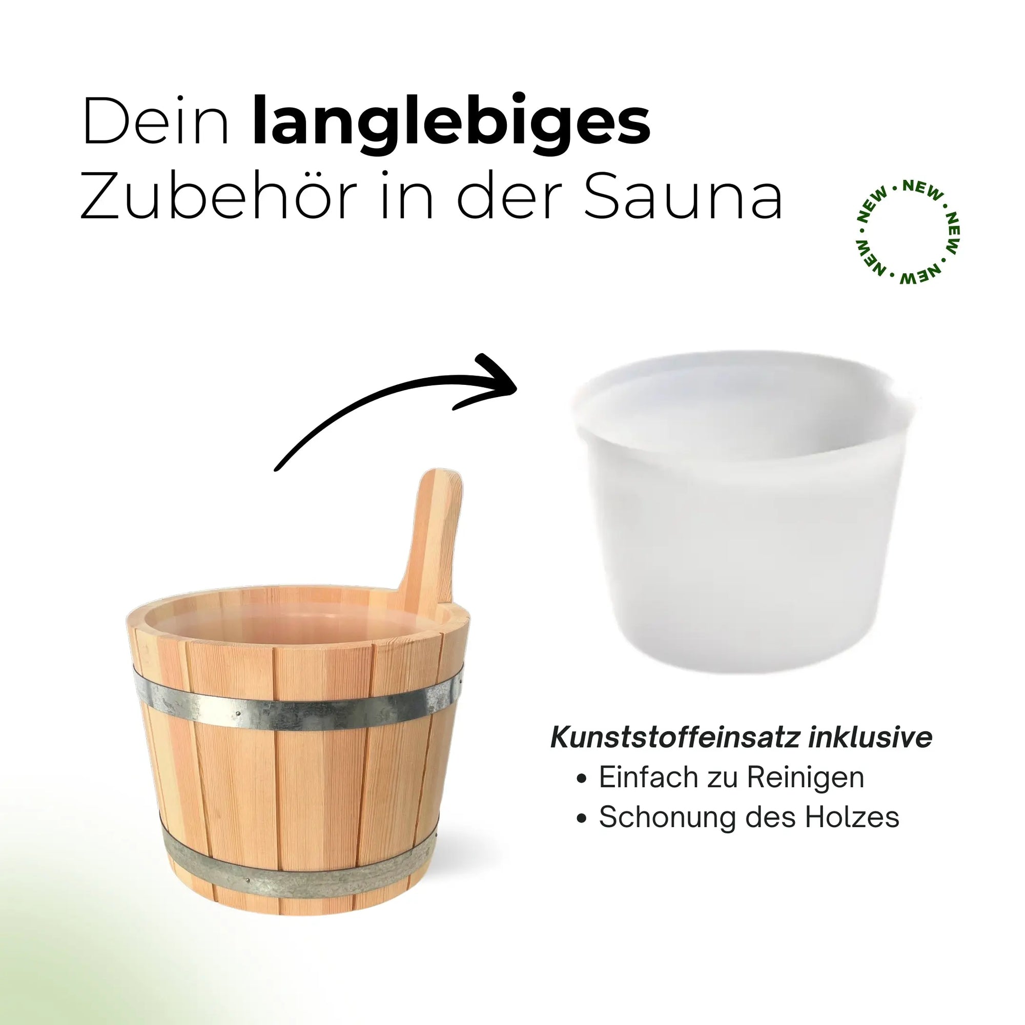 Saunaeimer/Saunakübel Set aus Nadelholz mit Aufgusskelle - Wellow Sauna