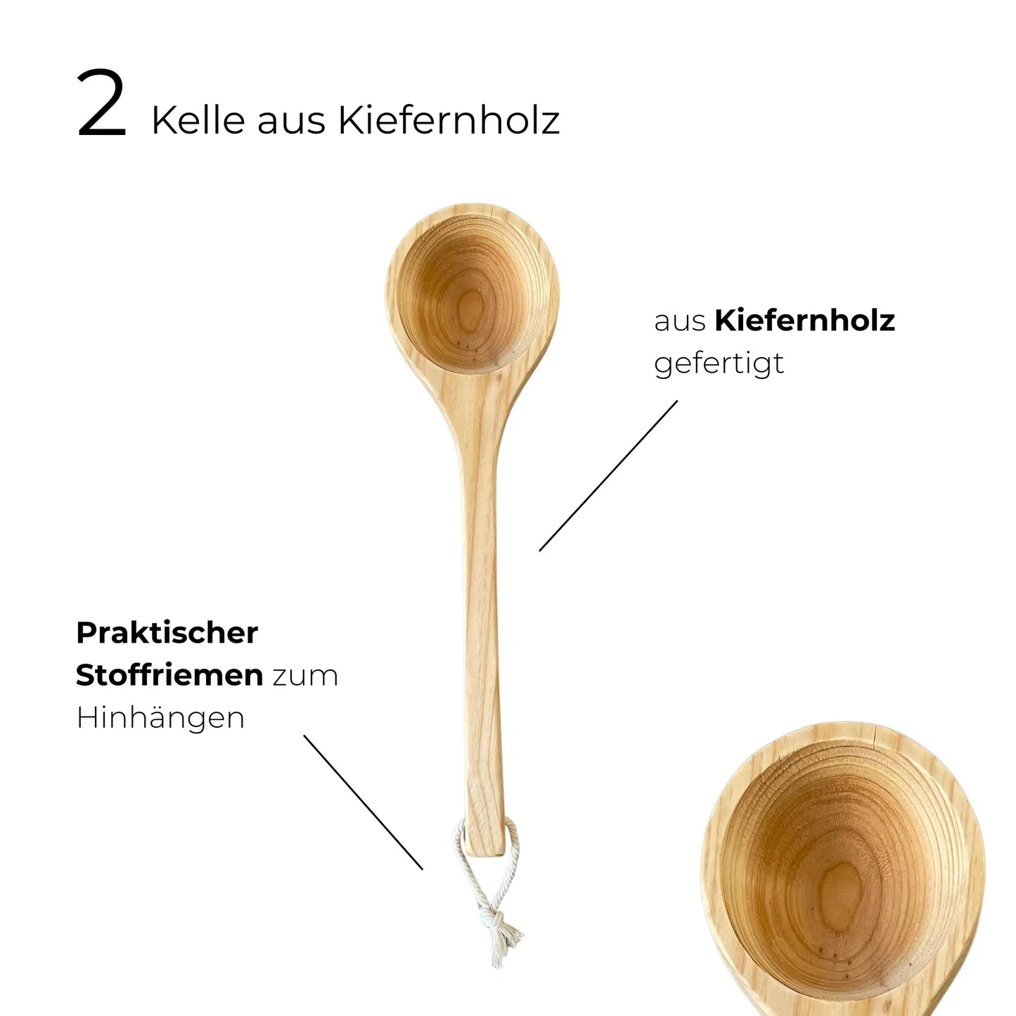 Saunaeimer/Saunakübel Set aus Nadelholz mit Aufgusskelle - Wellow Sauna