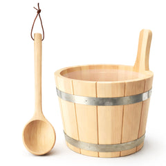 Saunaeimer/Saunakübel Set aus Nadelholz mit Aufgusskelle - Wellow Sauna