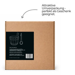 Saunaeimer/Saunakübel Set aus Nadelholz mit Aufgusskelle - Wellow Sauna