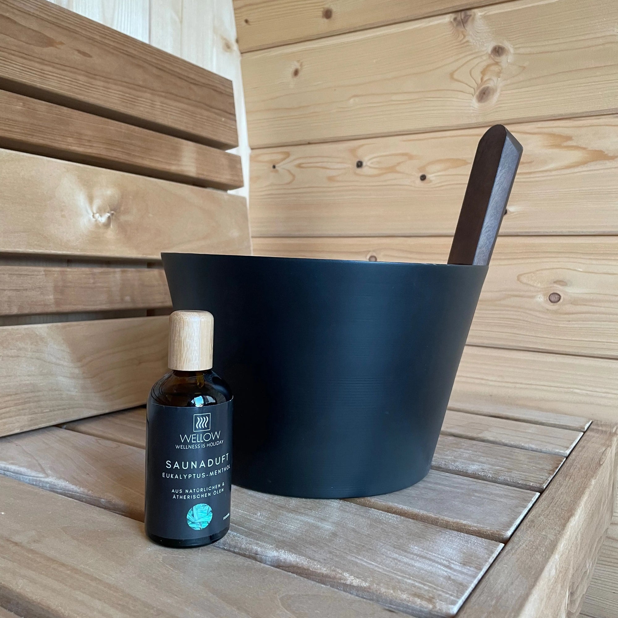 Design-Saunaeimer/Saunakübel Aluminum schwarz - Wellow Sauna