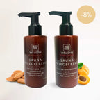Set Saunapflegecreme Mandelmilch + Aprikosenpeeling - Wellow Sauna