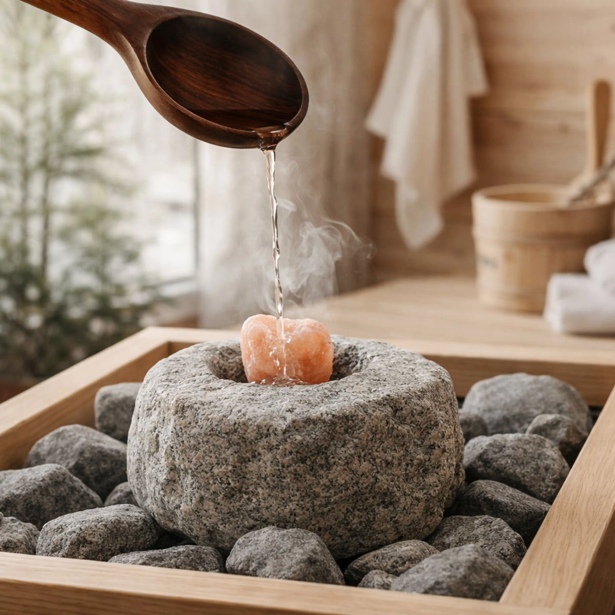 Sole-Set Saunaset 1kg Salzkristalle + Spezial-Saunastein Dampfstein - Wellow Sauna